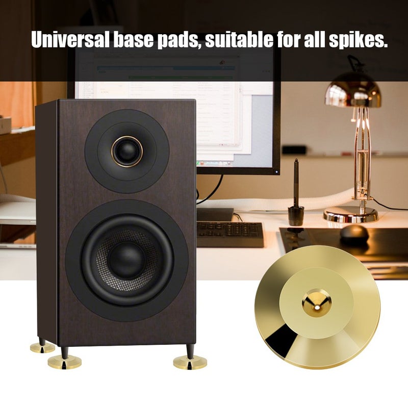 Tihebeyan Universal Copper Speaker Spikes Pads, 8 Pcs Shock Isolation Stand Feet Cone Mats Floor Disc (Gold) - Image 2